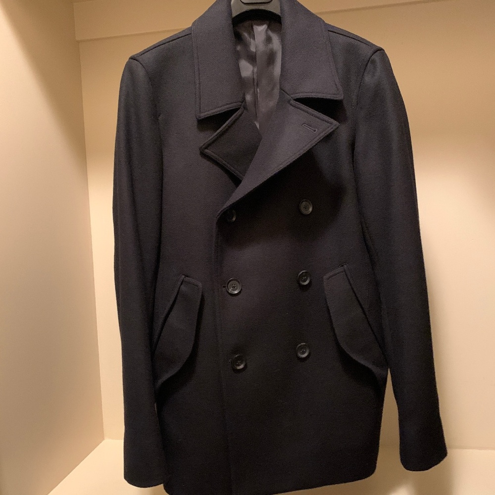 Theory Double Breasted Wool Pea Coat Black - XS